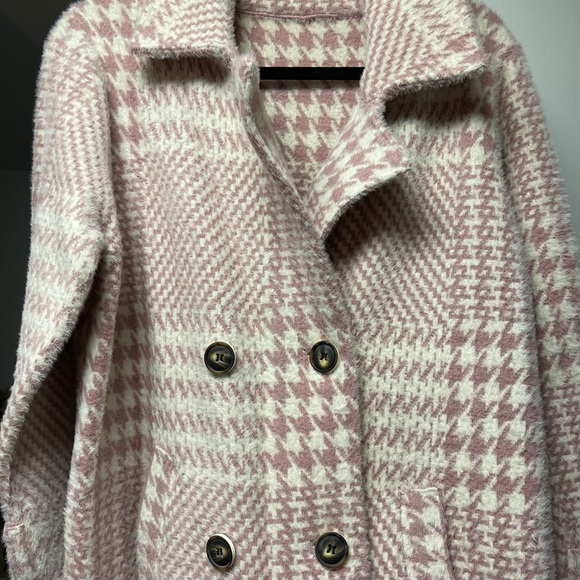 Pink houndstooth pea coat - Picture 6 of 7